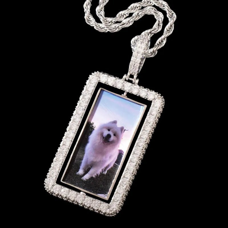 3D Custom Rotating Rectangular Pendant - 32mm - TONGSHOP / Length:16 / Length:18