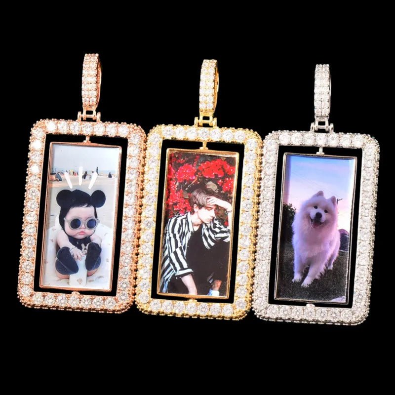 3D Custom Rotating Rectangular Pendant - 32mm - TONGSHOP / Length:16 / Length:18