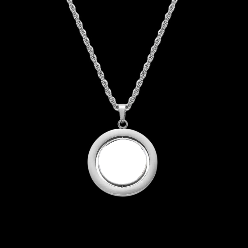 3D Customized Double Sided Photo Stainless Steel Round Pendant - 33mm - TONGSHOP / Length:16 / Length:18