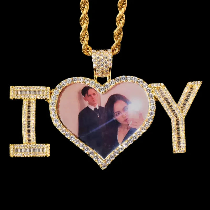 3D Customized Photo "I Love You" Heart Pendant - 70mm