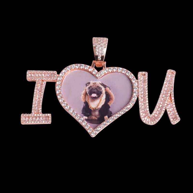 3D Customized Photo "I Love You" Pendant - 75mm - TONGSHOP / Length:16 / Length:18