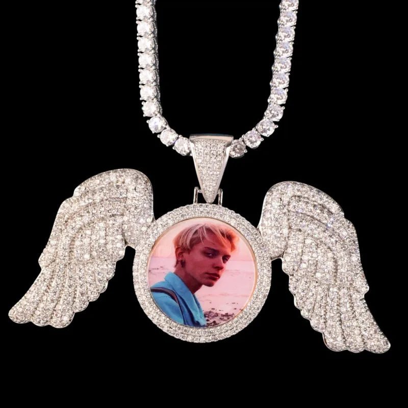 3D Customized Photo Ice Wings Pendant - 90mm - TONGSHOP / Length:16 / Length:18