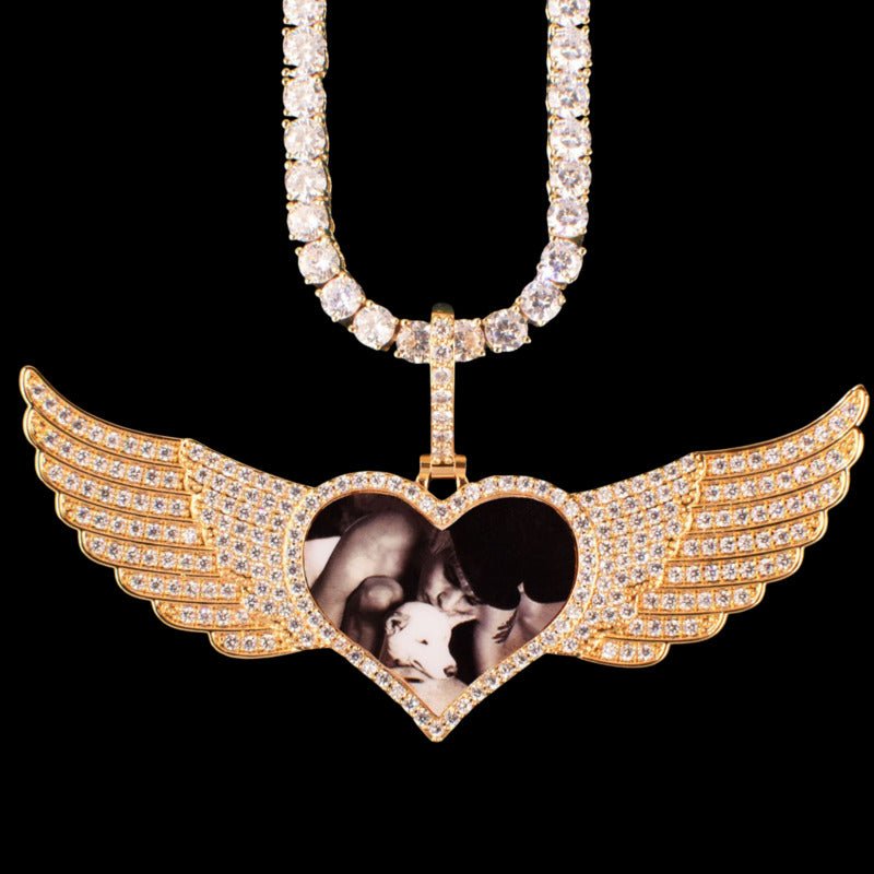 3D Customized Photo Love Wings Pendant - 82mm - TONGSHOP / Length:16 / Length:18
