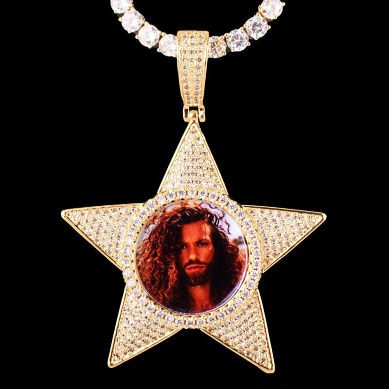 3D Customized Photo Pentagram Pendant - 50mm - TONGSHOP / Length:16 / Length:18