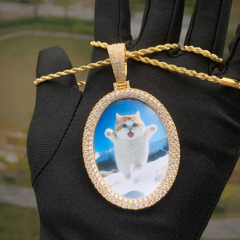 3D Photo Custom Oval Pendant - 42mm