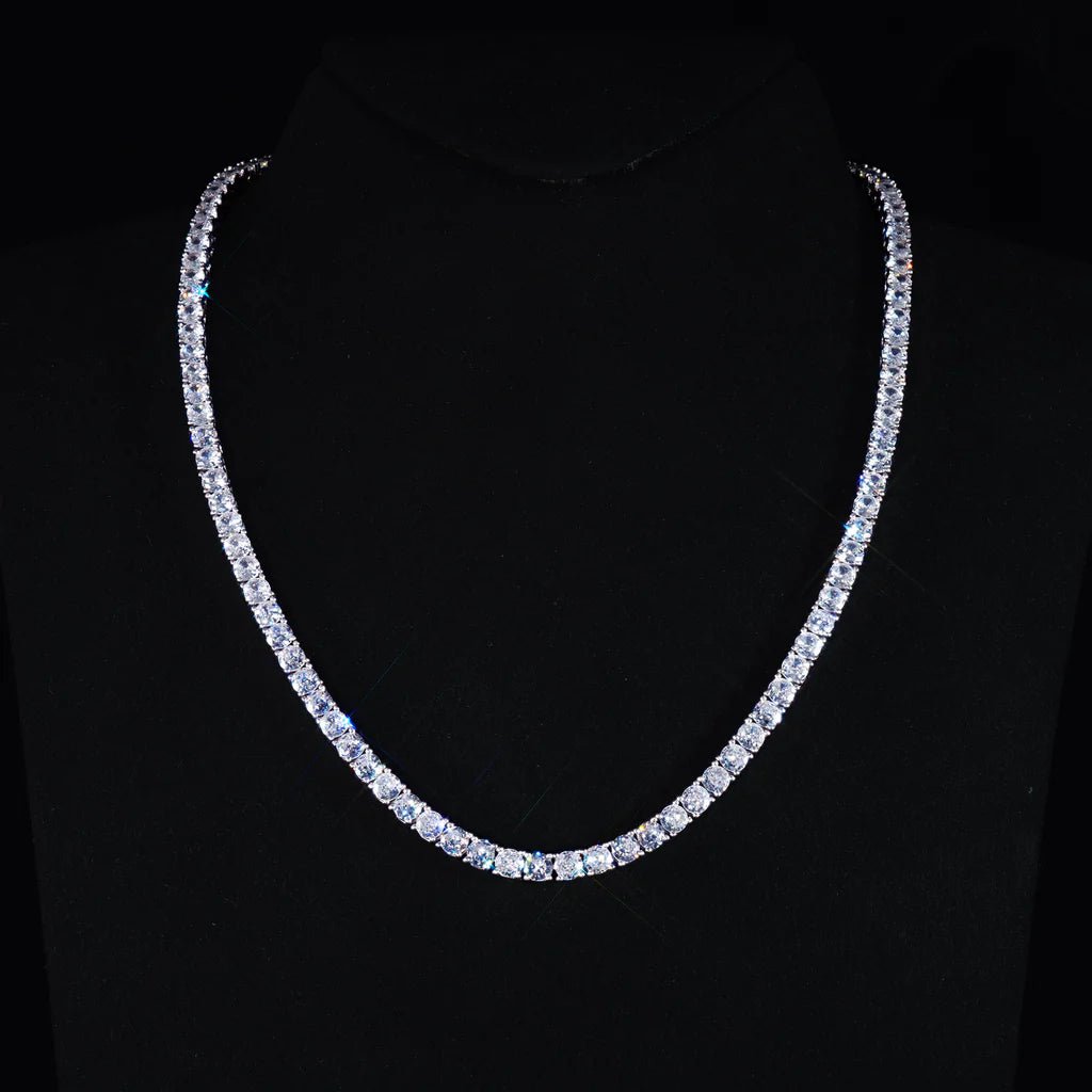 S925 Tennis Chain in Yellow Gold - 4mm - TONGSHOP / 925 Sterling Silver / Chain Type:Cuban