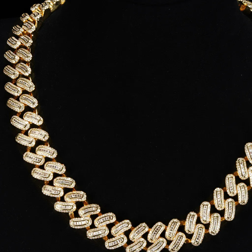 15MM 18K BLANKA/ORO PLAKITA BLINGBLING BANGETO GLACIITA KUBA ĈENO