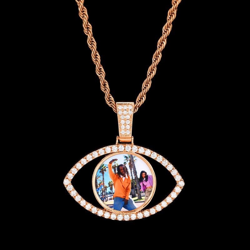 3D Evil Eye Photo Custom Commemorative Pendant - 40mm - TONGSHOP / Length:16 / Length:18