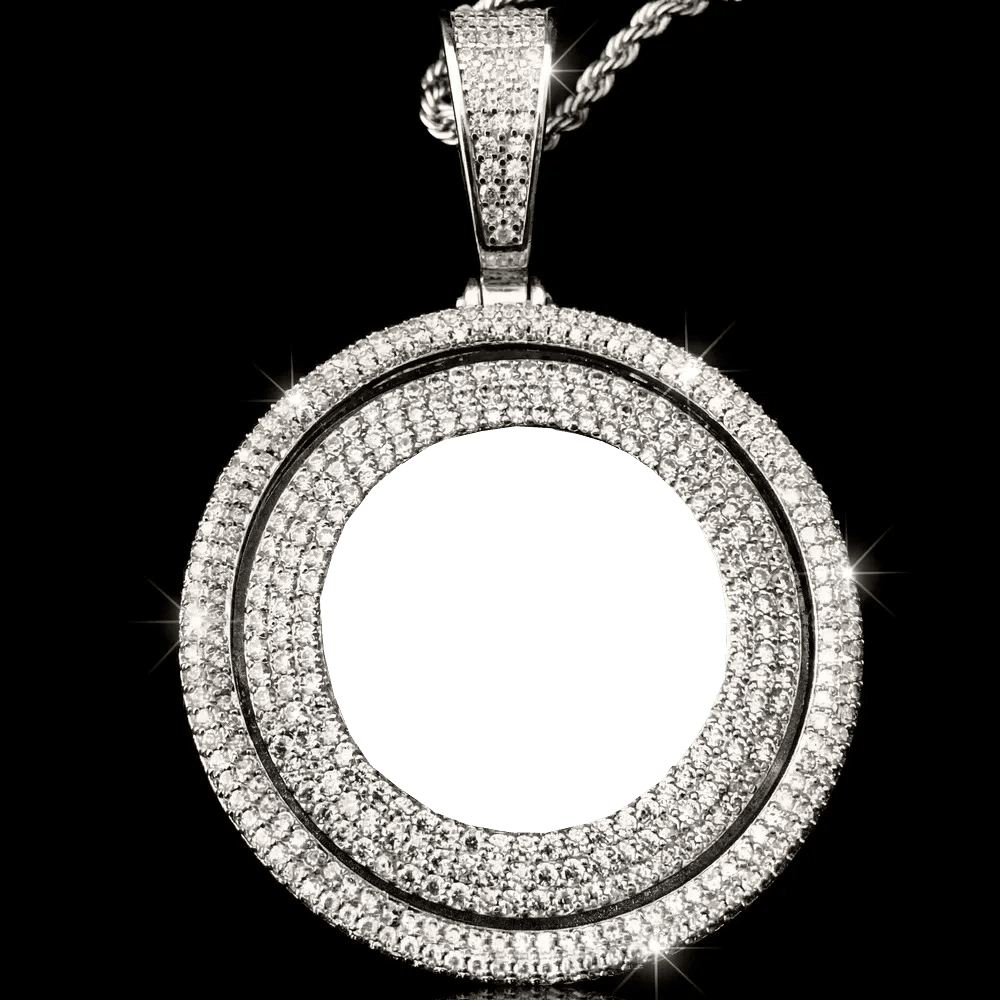 3D Full - Diamond Rotating Round Photo Pendant - TONGSHOP / Length:16 / Length:18