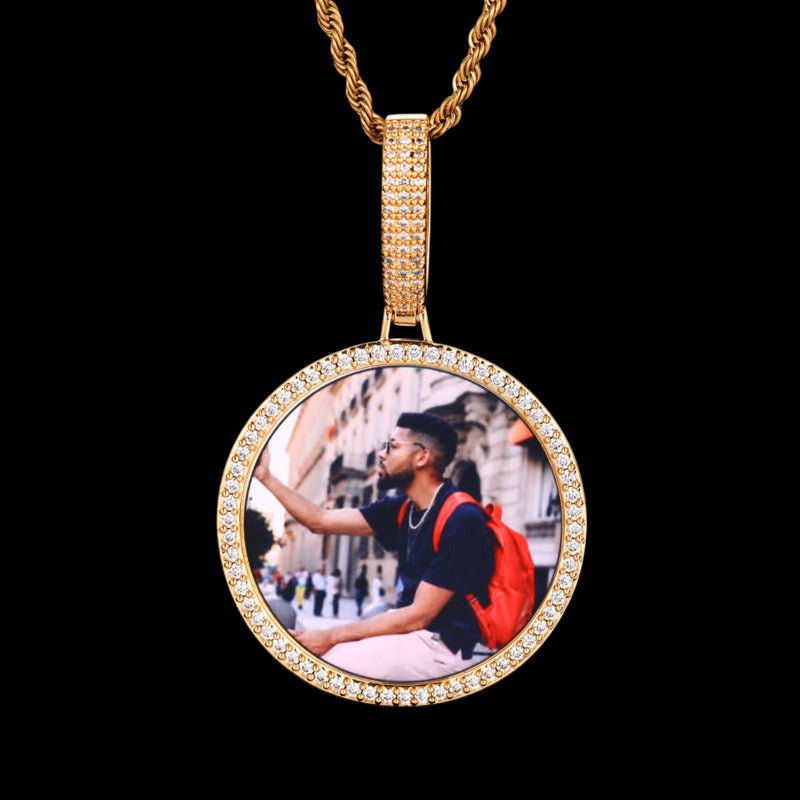 3D Large Buckle Solid Round Custom Photo Pendant - 45mm - TONGSHOP / Length:16 / Length:18