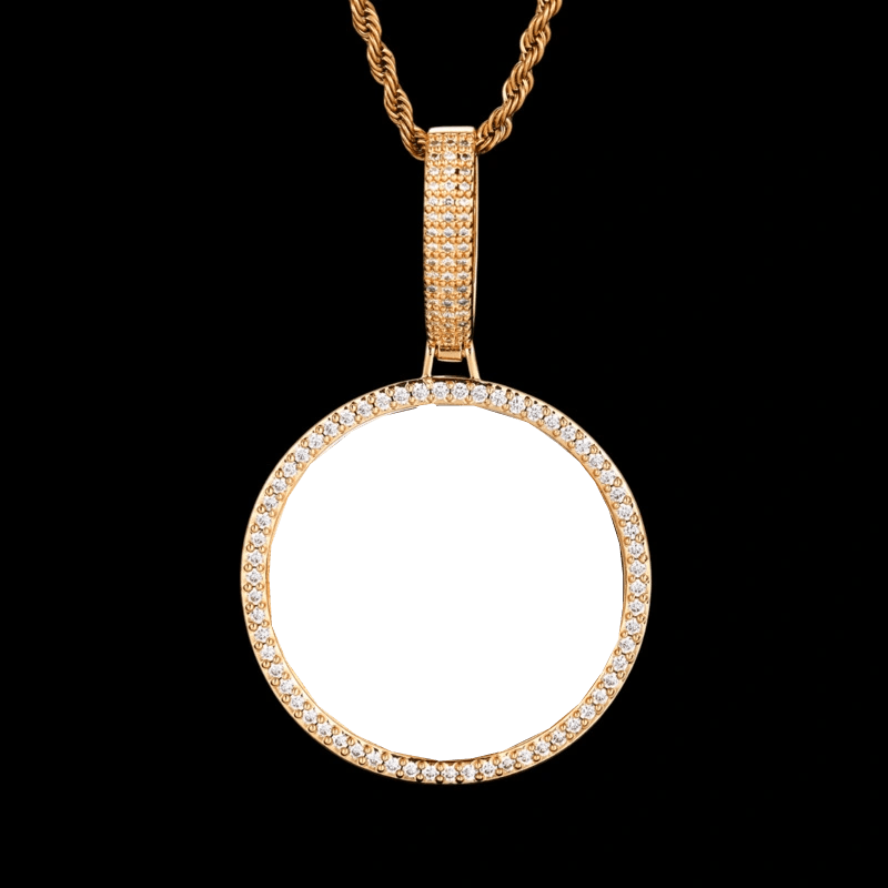 3D Large Buckle Solid Round Custom Photo Pendant - 45mm - TONGSHOP / Length:16 / Length:18