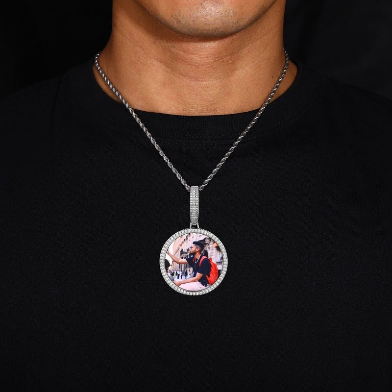 3D Large Buckle Solid Round Custom Photo Pendant - 45mm - TONGSHOP / Length:16 / Length:18