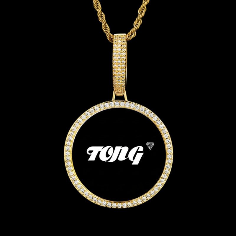 3D Large Buckle Solid Round Custom Photo Pendant - 45mm - TONGSHOP / Length:16 / Length:18