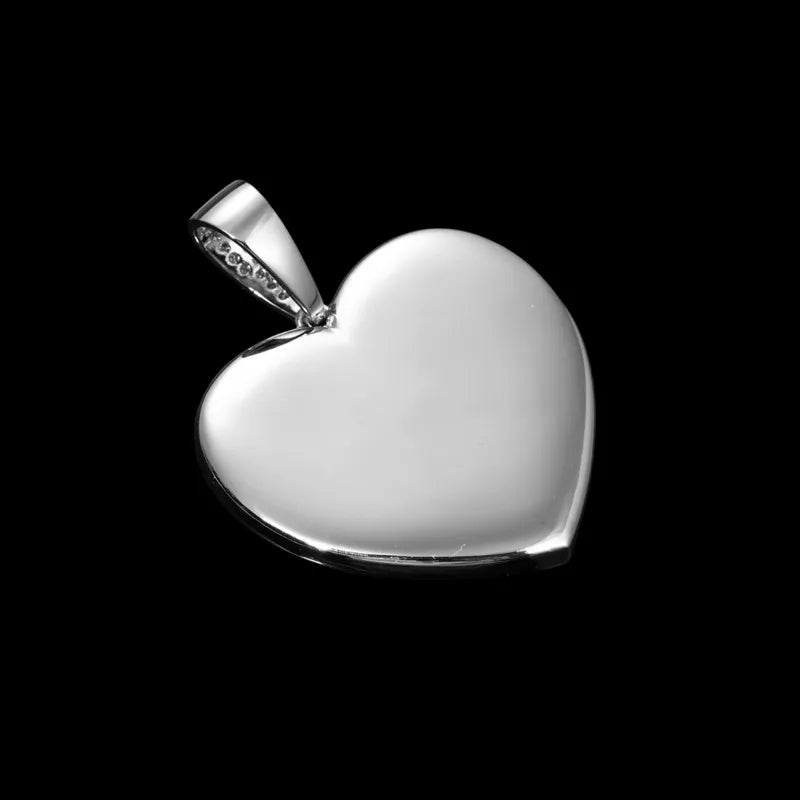 3D Large Solid Heart Custom Photo Pendant - 50mm - TONGSHOP / Length:16 / Length:18