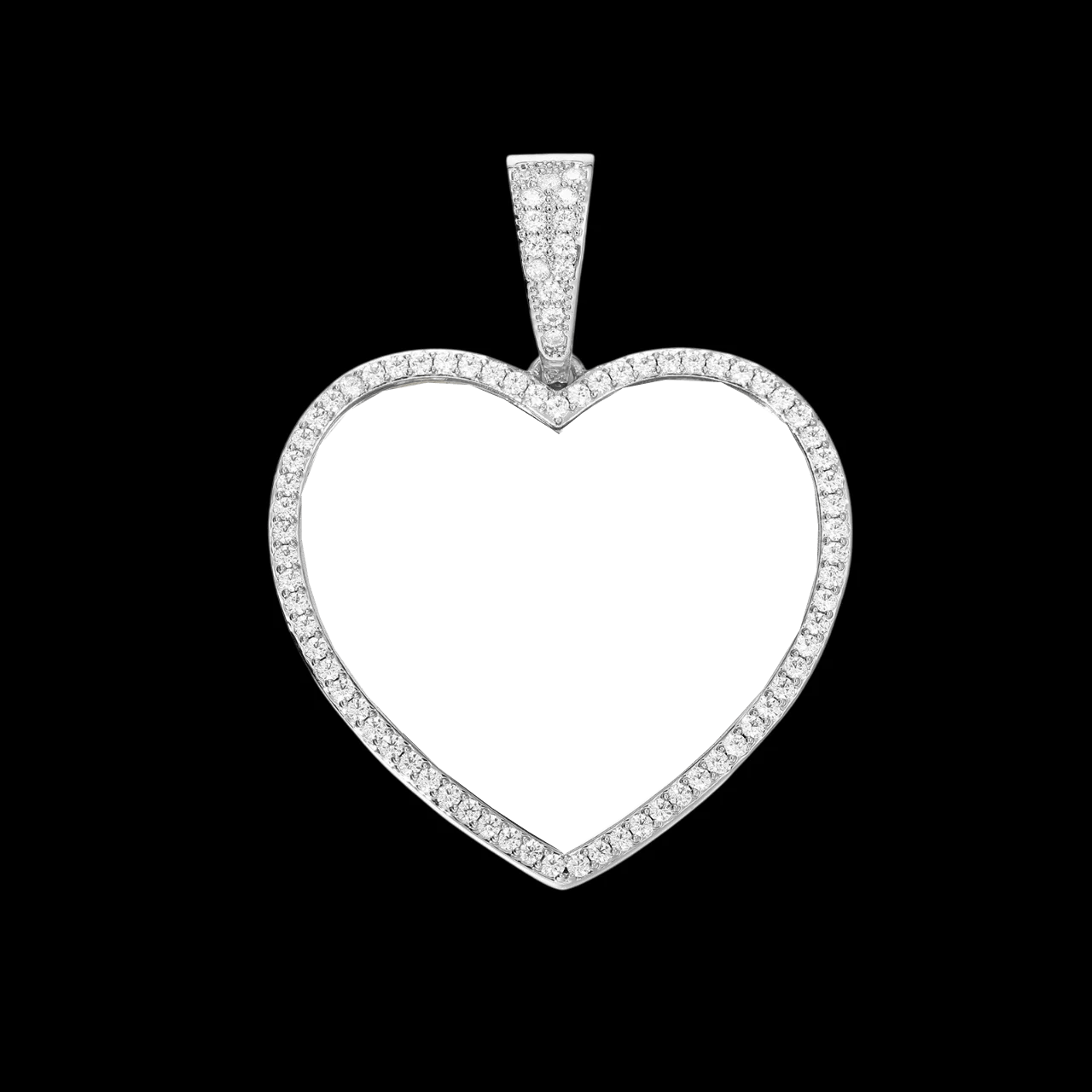 3D Large Solid Heart Custom Photo Pendant - 50mm - TONGSHOP / Length:16 / Length:18