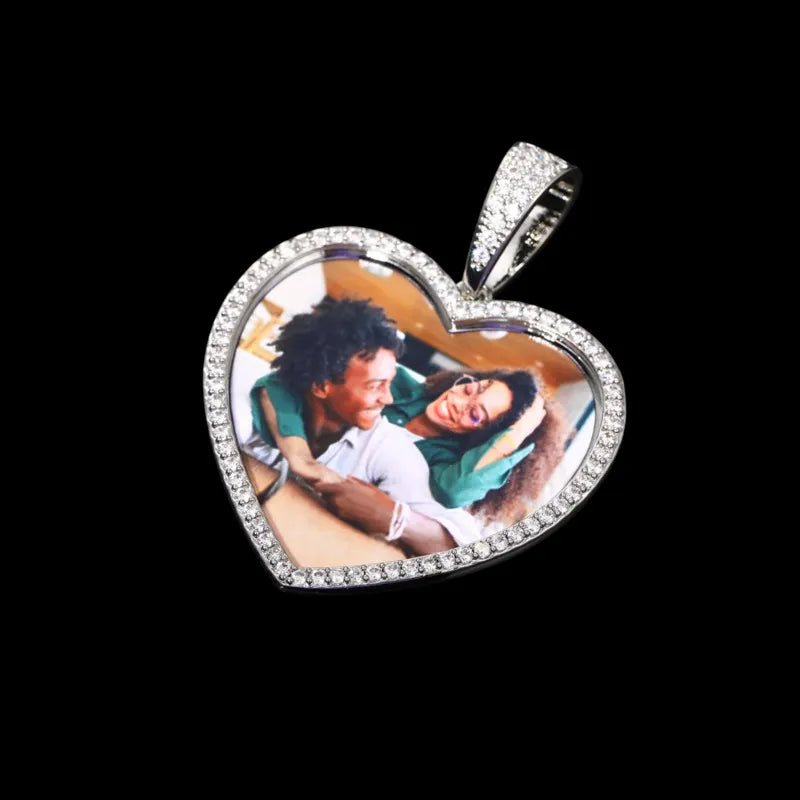 3D Large Solid Heart Custom Photo Pendant - 50mm - TONGSHOP / Length:16 / Length:18