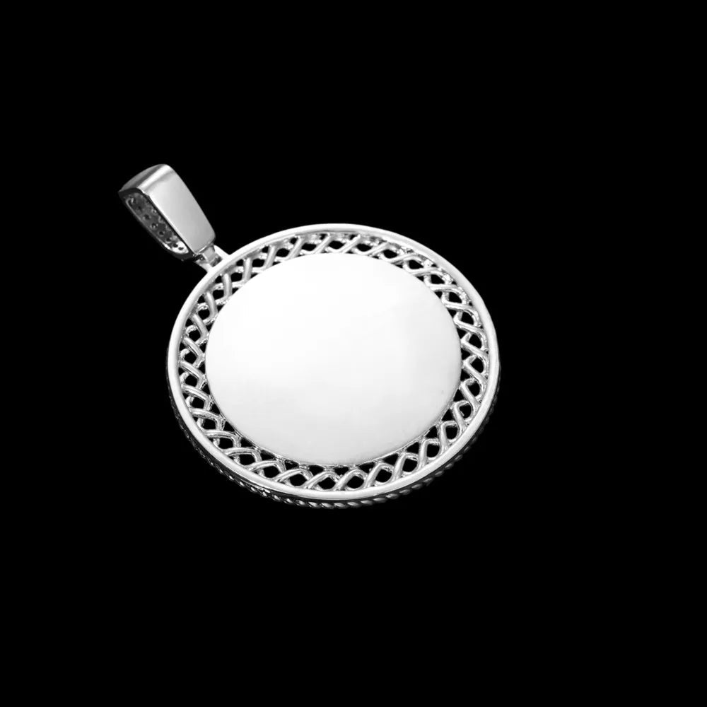 3D Memory Custom Photo Frame Round Hollowed - Out Pendant - 45mm - TONGSHOP / Length:16 / Length:18