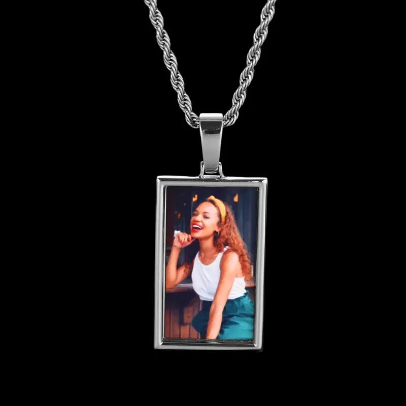 3D Rectangular Solid Custom Photo Pendant - 25mm - TONGSHOP / Length:16 / Length:18
