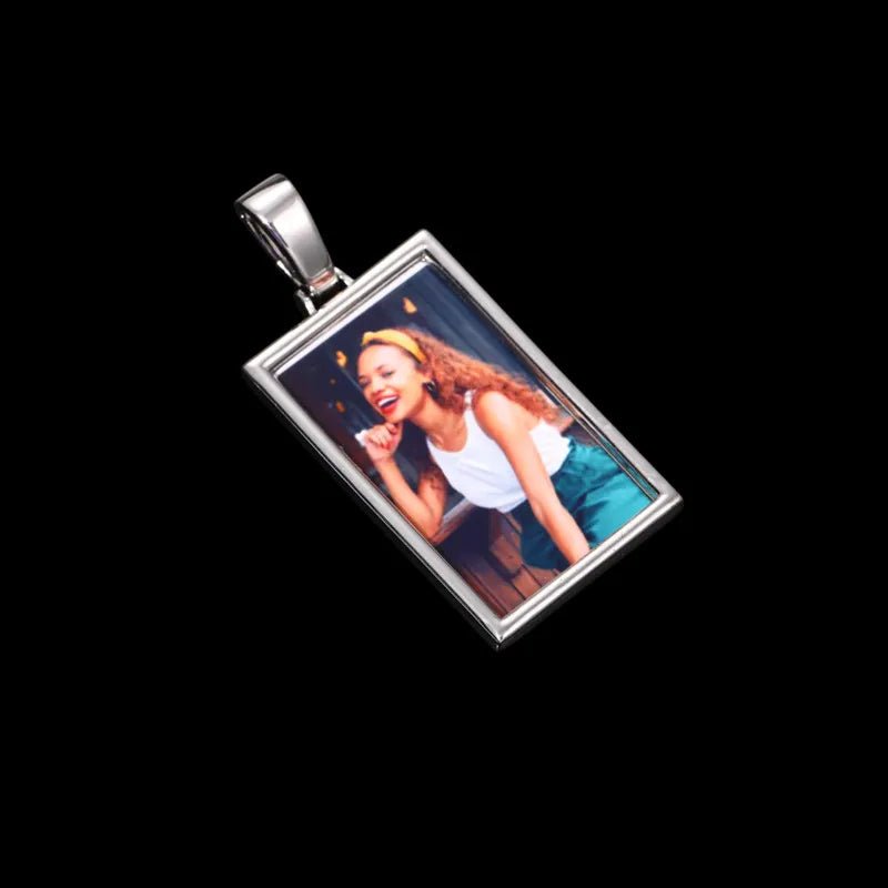 3D Rectangular Solid Custom Photo Pendant - 25mm - TONGSHOP / Length:16 / Length:18