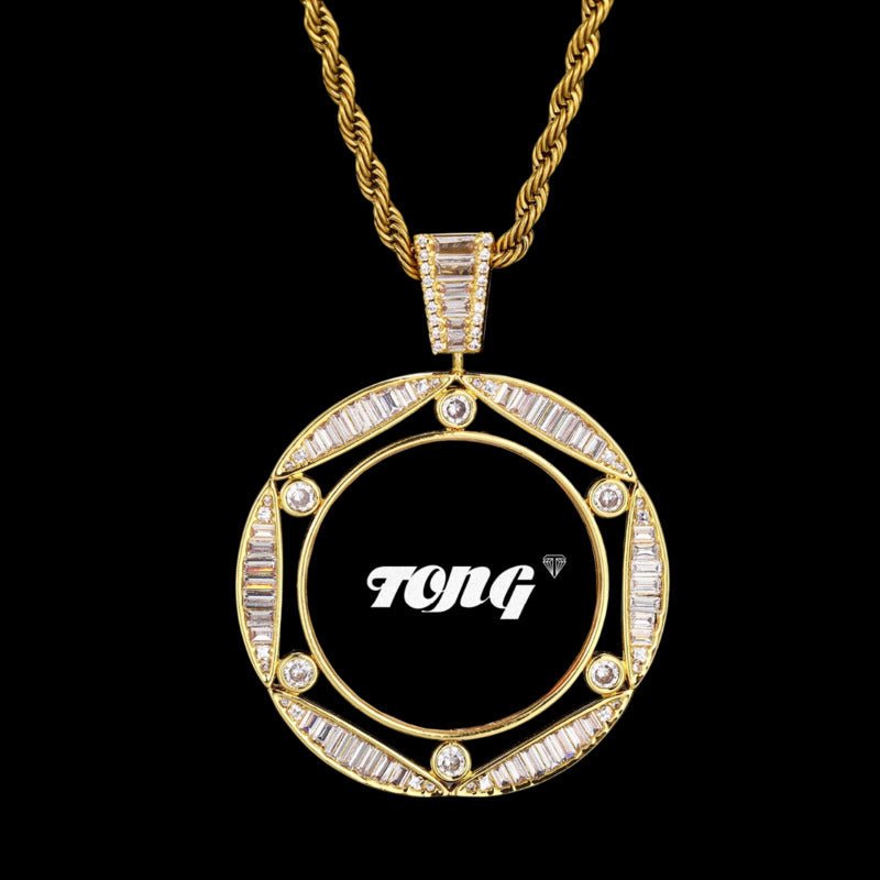 3D Round Hexagonal Solid Photo Custom Commemorative Pendant - 42mm - TONGSHOP / Length:16 / Length:18