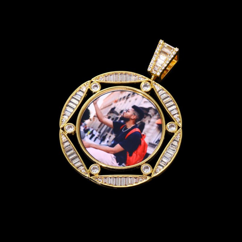 3D Round Hexagonal Solid Photo Custom Commemorative Pendant - 42mm - TONGSHOP / Length:16 / Length:18