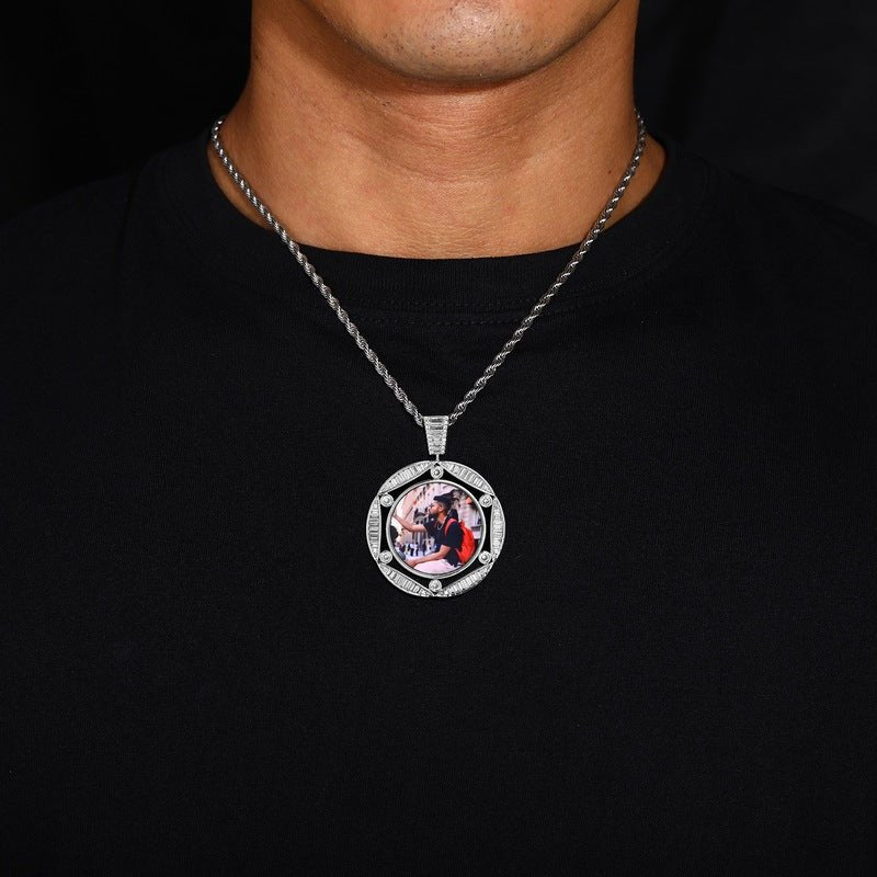 3D Round Hexagonal Solid Photo Custom Commemorative Pendant - 42mm - TONGSHOP / Length:16 / Length:18