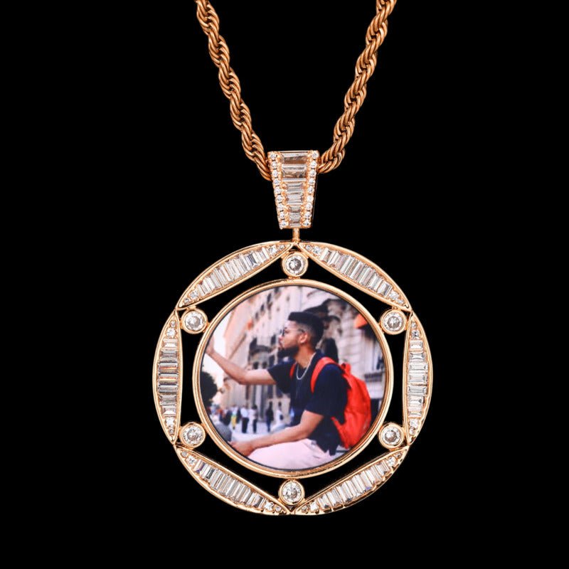 3D Round Hexagonal Solid Photo Custom Commemorative Pendant - 42mm - TONGSHOP / Length:16 / Length:18