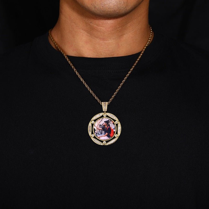 3D Round Hexagonal Solid Photo Custom Commemorative Pendant - 42mm - TONGSHOP / Length:16 / Length:18