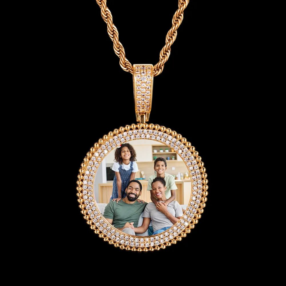 3D Round Solid Custom Photo Pendant - 37mm - TONGSHOP / Length:16 / Length:18