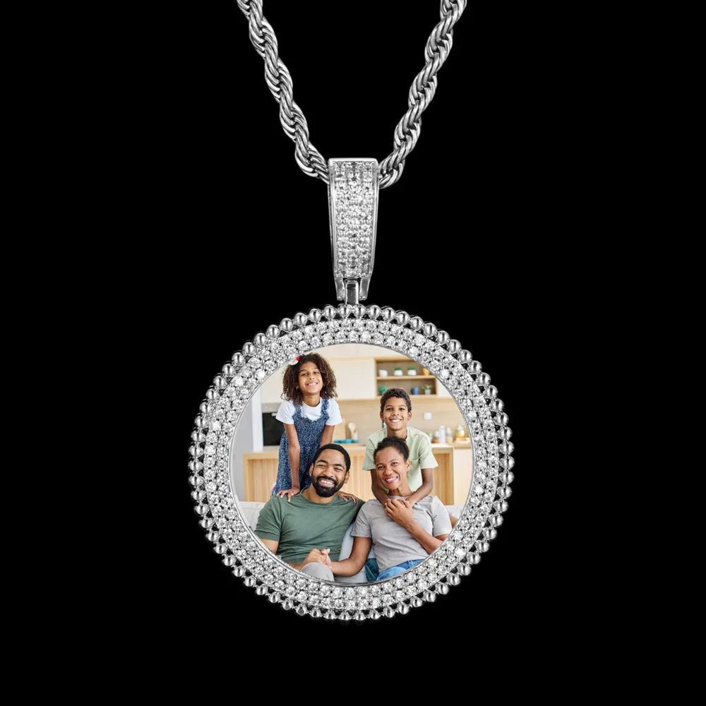 3D Round Solid Custom Photo Pendant - 37mm - TONGSHOP / Length:16 / Length:18