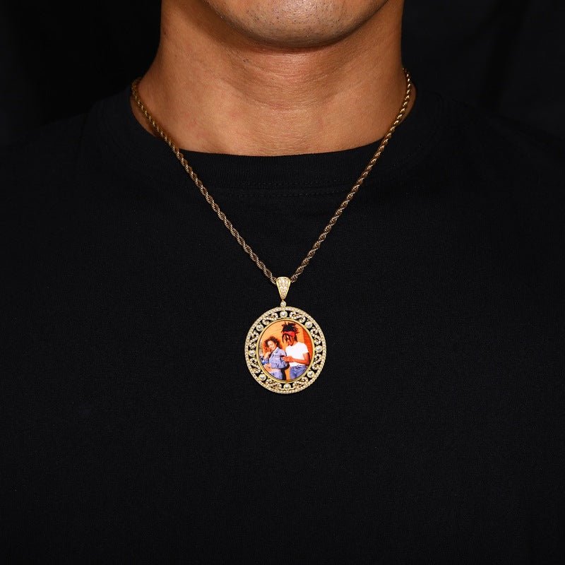 3D Round Solid Photo Custom Commemorative Pendant - 38mm - TONGSHOP / Length:16 / Length:18