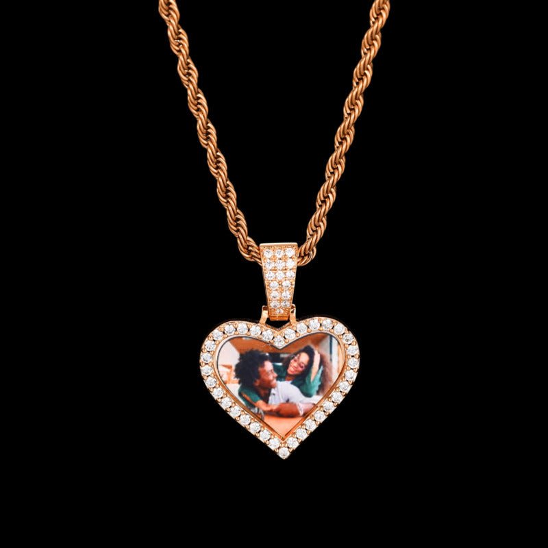 3D Small Solid Heart Photo Custom Commemorative Pendant - 25mm - TONGSHOP / Length:16 / Length:18