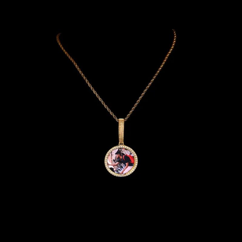 3D Small Solid Round Custom Photo Pendant - 35mm - TONGSHOP / Length:16 / Length:18