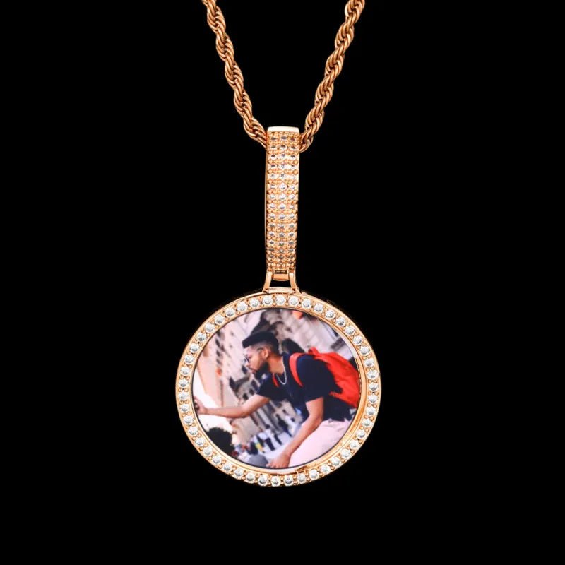 3D Small Solid Round Custom Photo Pendant - 35mm - TONGSHOP / Length:16 / Length:18