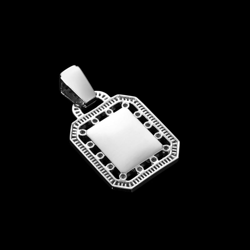 3D Solid Hollow Square Custom Photo Pendant - 30mm - TONGSHOP / Length:16 / Length:18