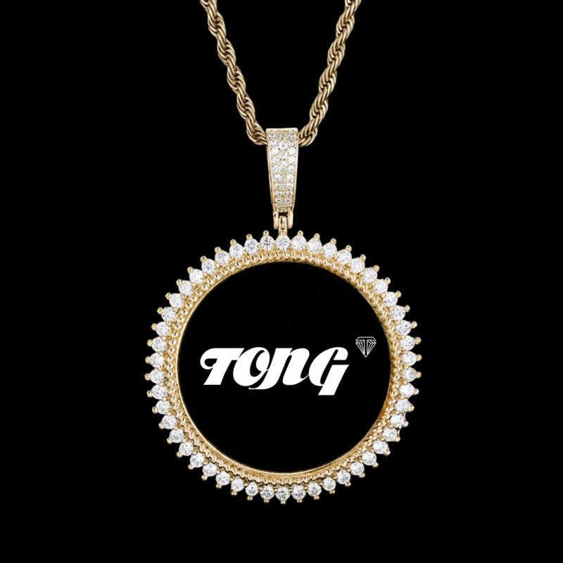 3D Solid Spiked Round Custom Photo Pendant - 48mm - TONGSHOP / Length:16 / Length:18