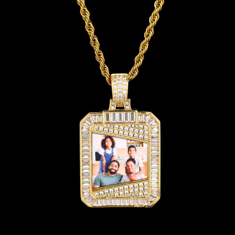 3D Solid Square Custom Photo Pendant - 28mm - TONGSHOP / Length:16 / Length:18