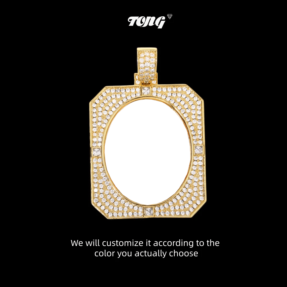 3D Solid Square Oval Custom Photo Pendant - 35mm - TONGSHOP / Length:16 / Length:18
