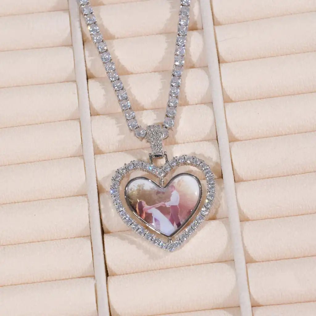 3D SPINNING 2 - FACED HEART CUSTOM PICTURE PENDANT - TONGSHOP