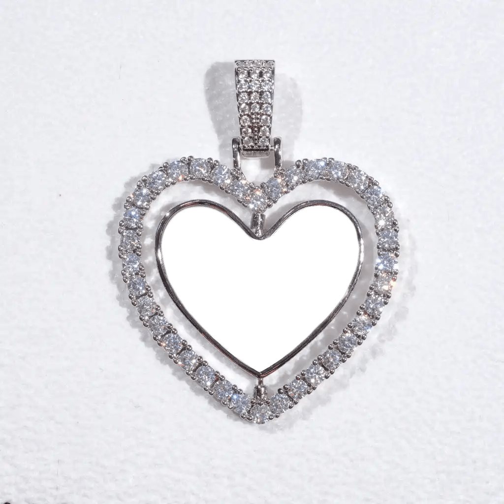 3D SPINNING 2 - FACED HEART CUSTOM PICTURE PENDANT - TONGSHOP