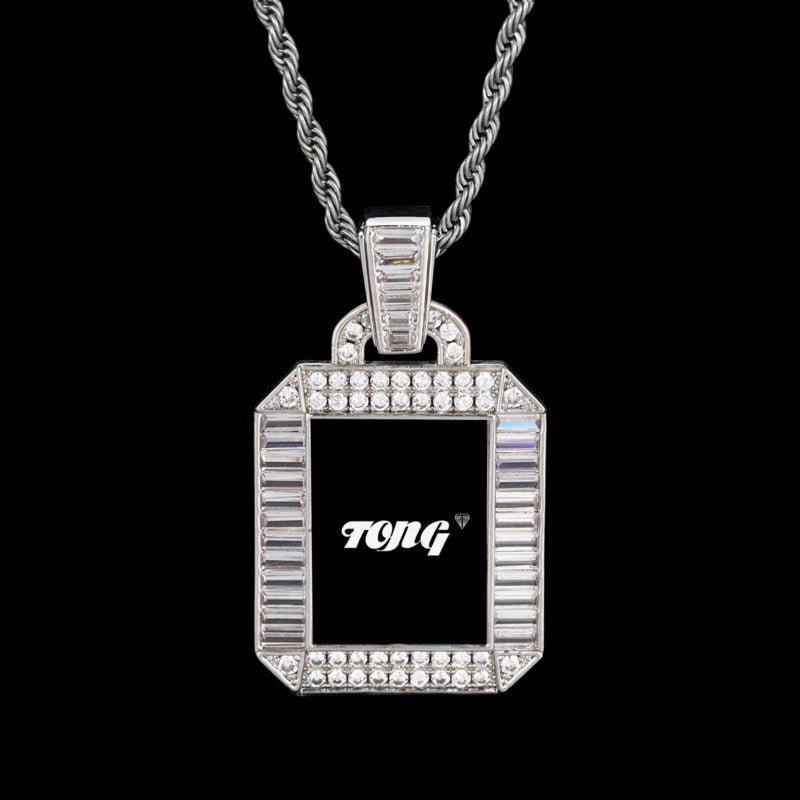 3D Square Solid Photo Custom Pendant - 30mm - TONGSHOP / Length:16 / Length:18