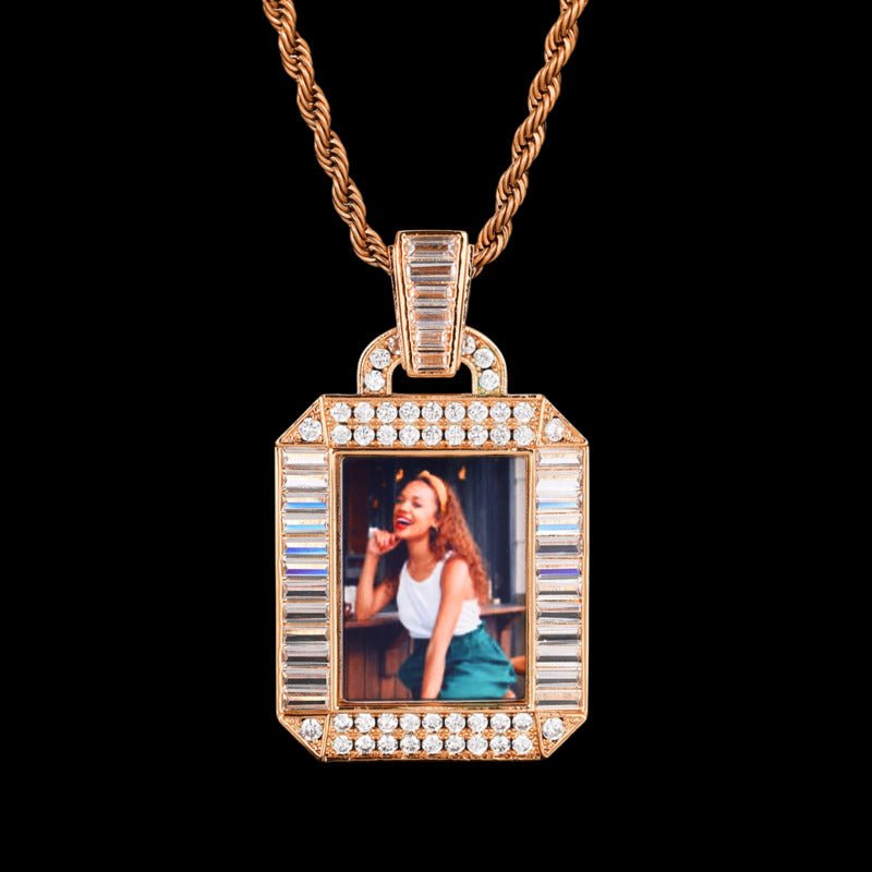 3D Square Solid Photo Custom Pendant - 30mm - TONGSHOP / Length:16 / Length:18