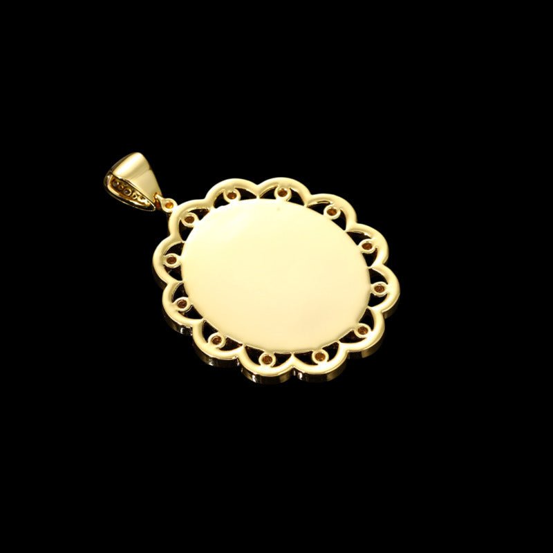 3D Sunflower Solid Photo Custom Commemorative Pendant - 40mm - TONGSHOP / Length:16 / Length:18