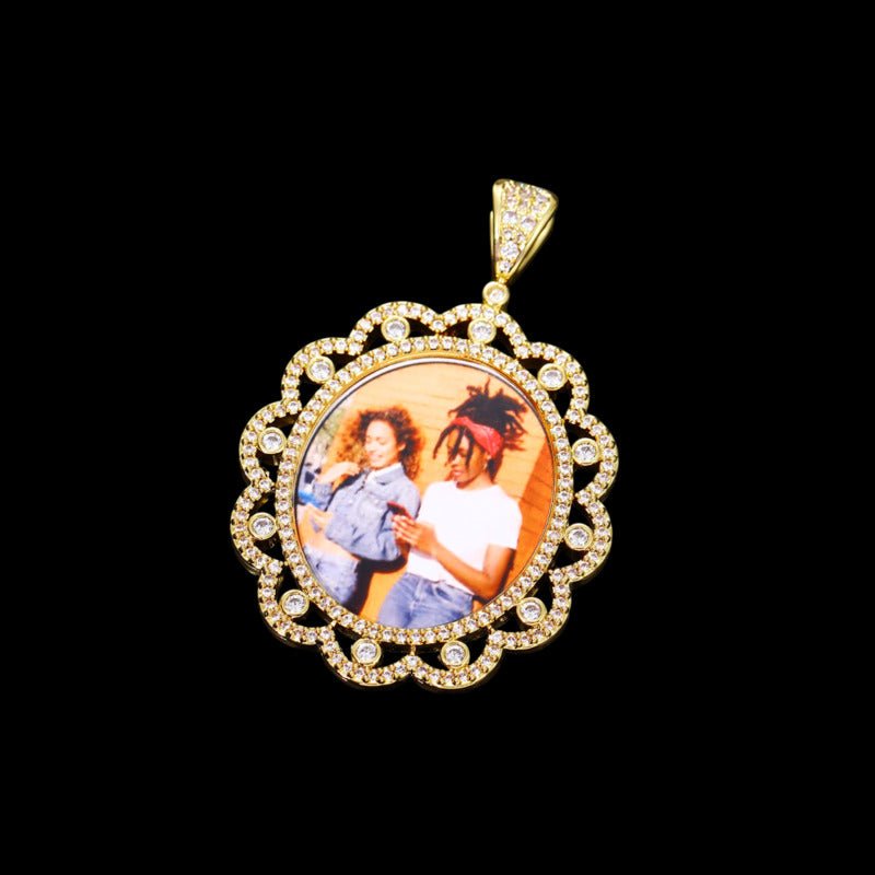 3D Sunflower Solid Photo Custom Commemorative Pendant - 40mm - TONGSHOP / Length:16 / Length:18