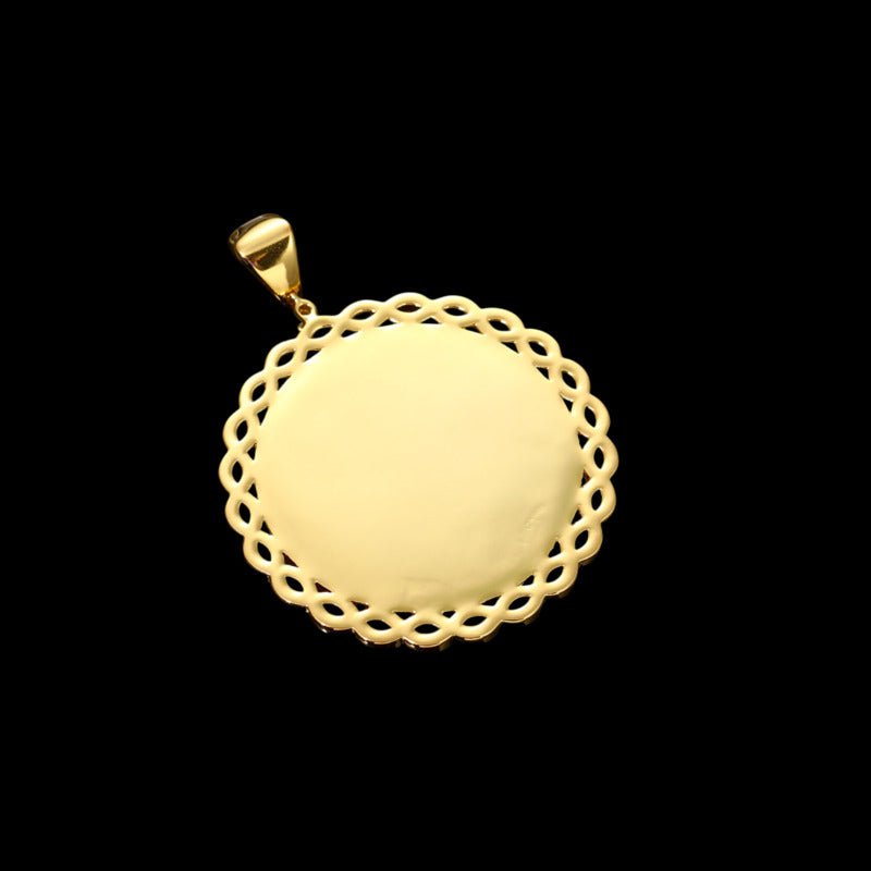3D Vine Round Solid Photo Custom Commemorative Pendant - 45mm - TONGSHOP / Length:16 / Length:18