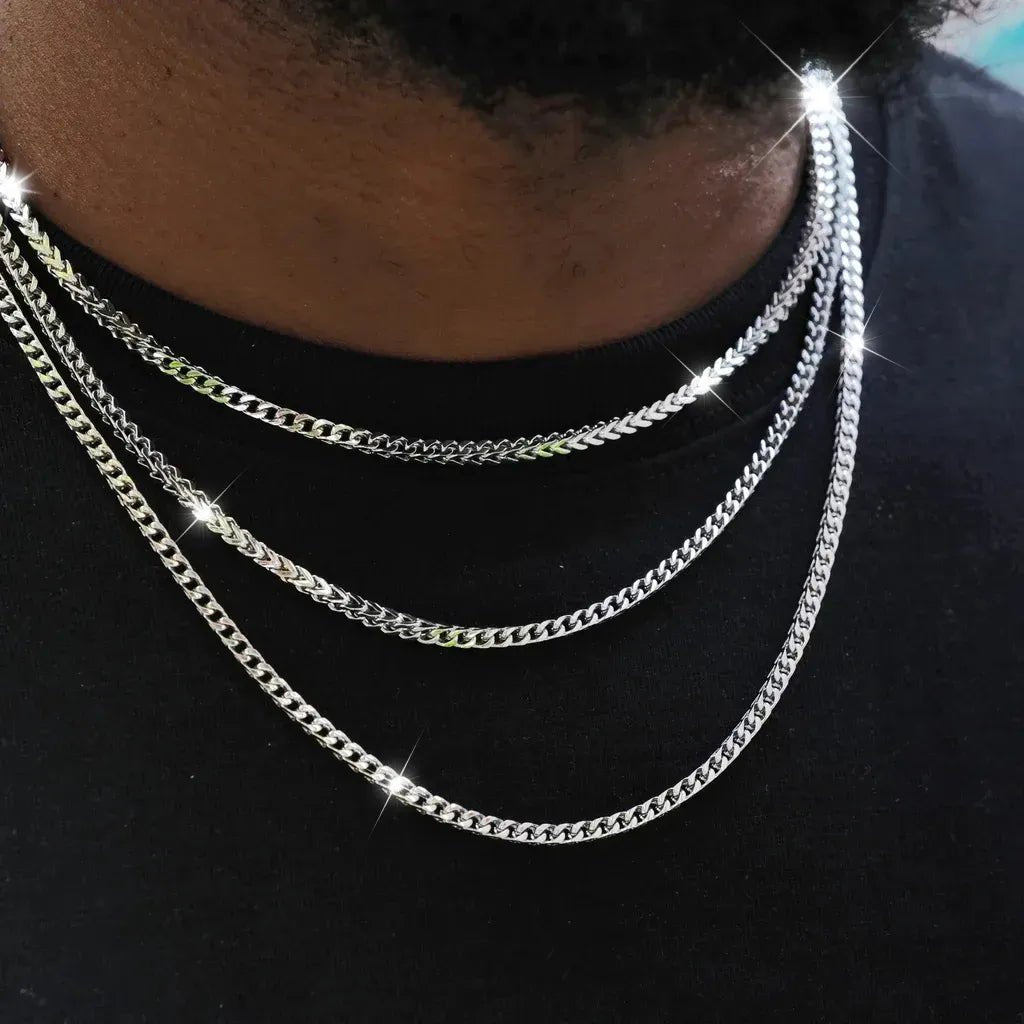 3mm Franco Link Chain White Gold - TONGSHOP / free / nostone