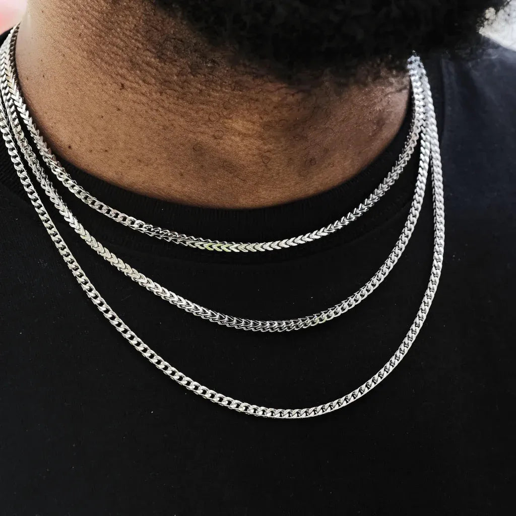 3mm Franco Link Chain White Gold - TONGSHOP / free / nostone