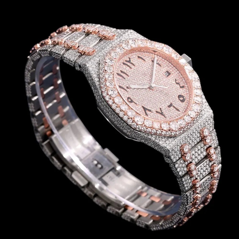 40mm APS VVS Moissanite Diamond - set White Gold Two - Tone Watch - TONGSHOP / Color:White Gold / Style:White Gold