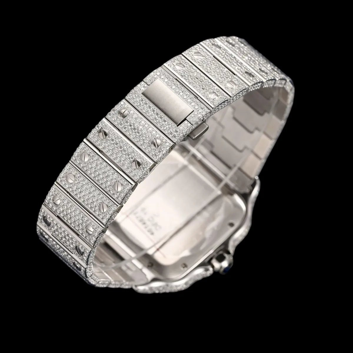40mm Full - Pavé VVS Moissanite Square Watch in White Gold - TONGSHOP / Color:White Gold / Color:Yellow Gold