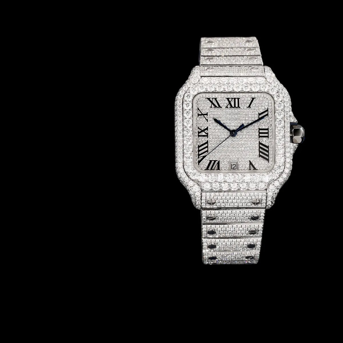 40mm Fully Iced - Out VVS Moissanite Square Watch - TONGSHOP / Style:White Gold / WATCH